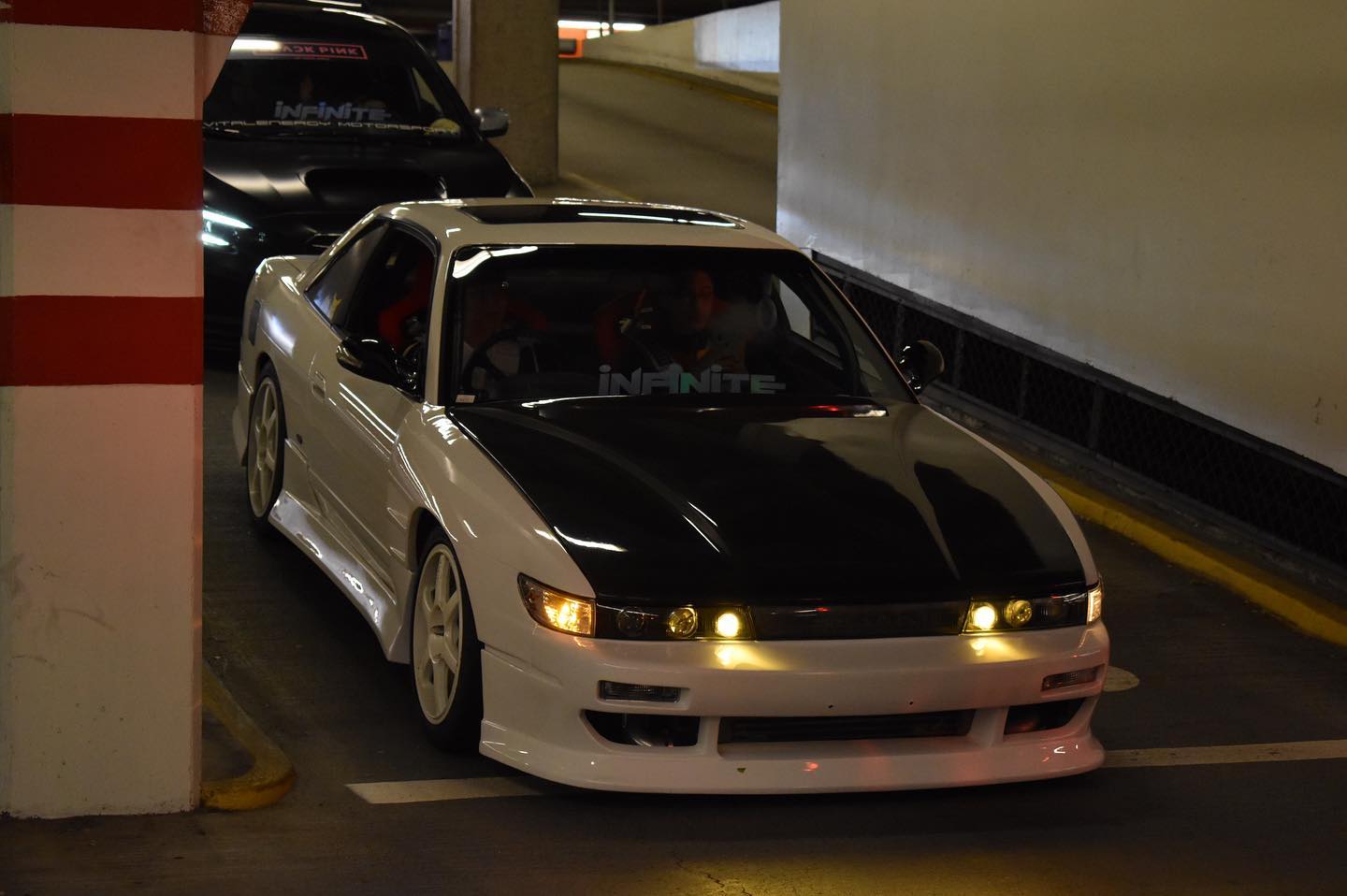 White S13 Silvia at night meet
