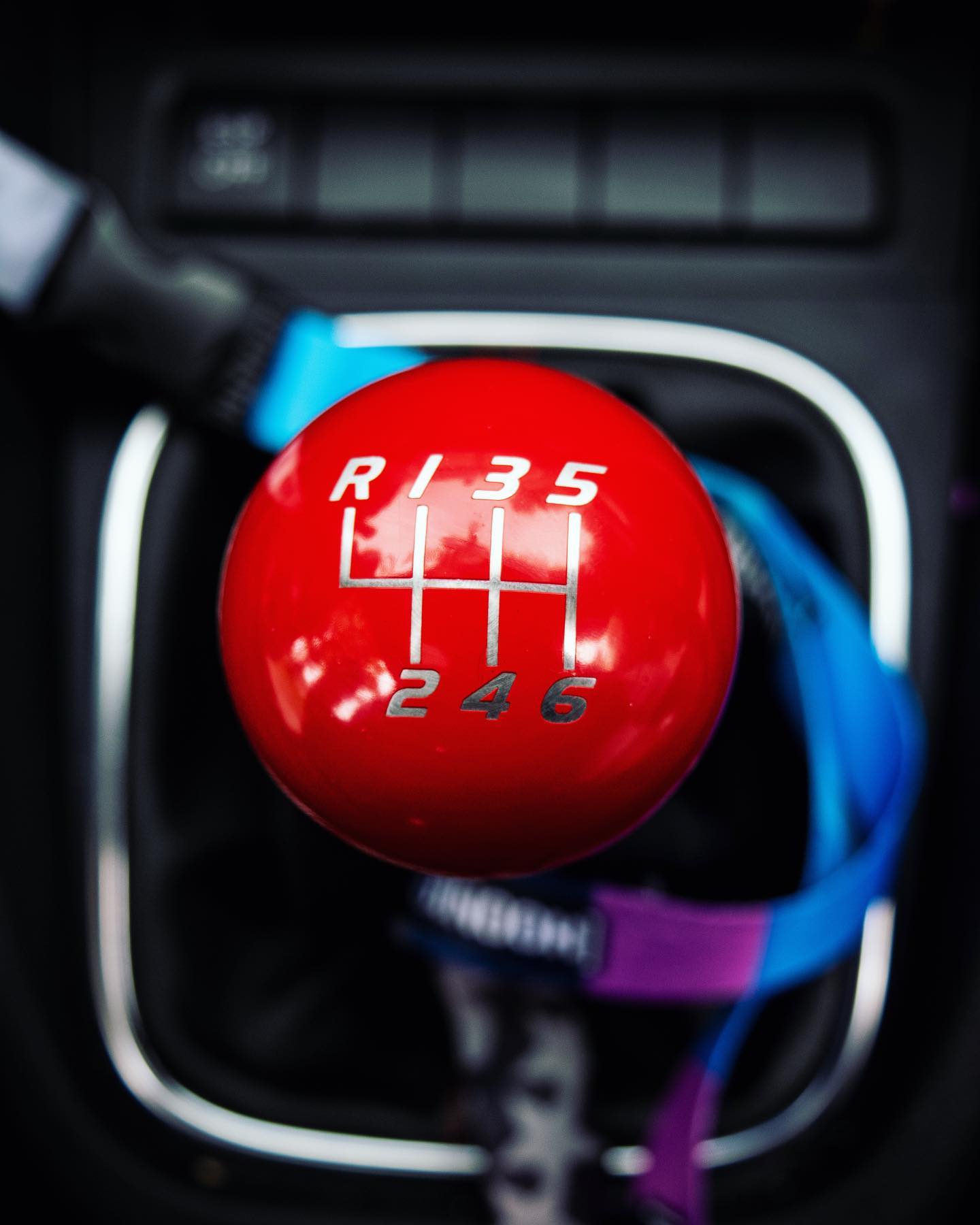 Red shift knob detail shot