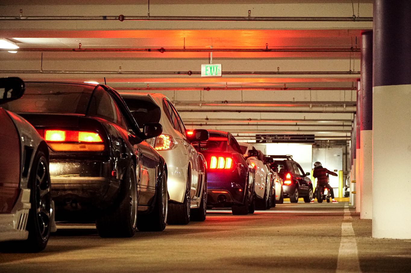NW Motor Club car meet in parking garage